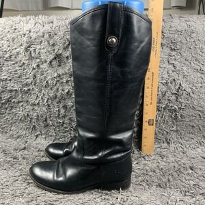 Frye Womens #77167 Melissa Button Black Leather Knee-High Riding Boots Sz 6‎ B